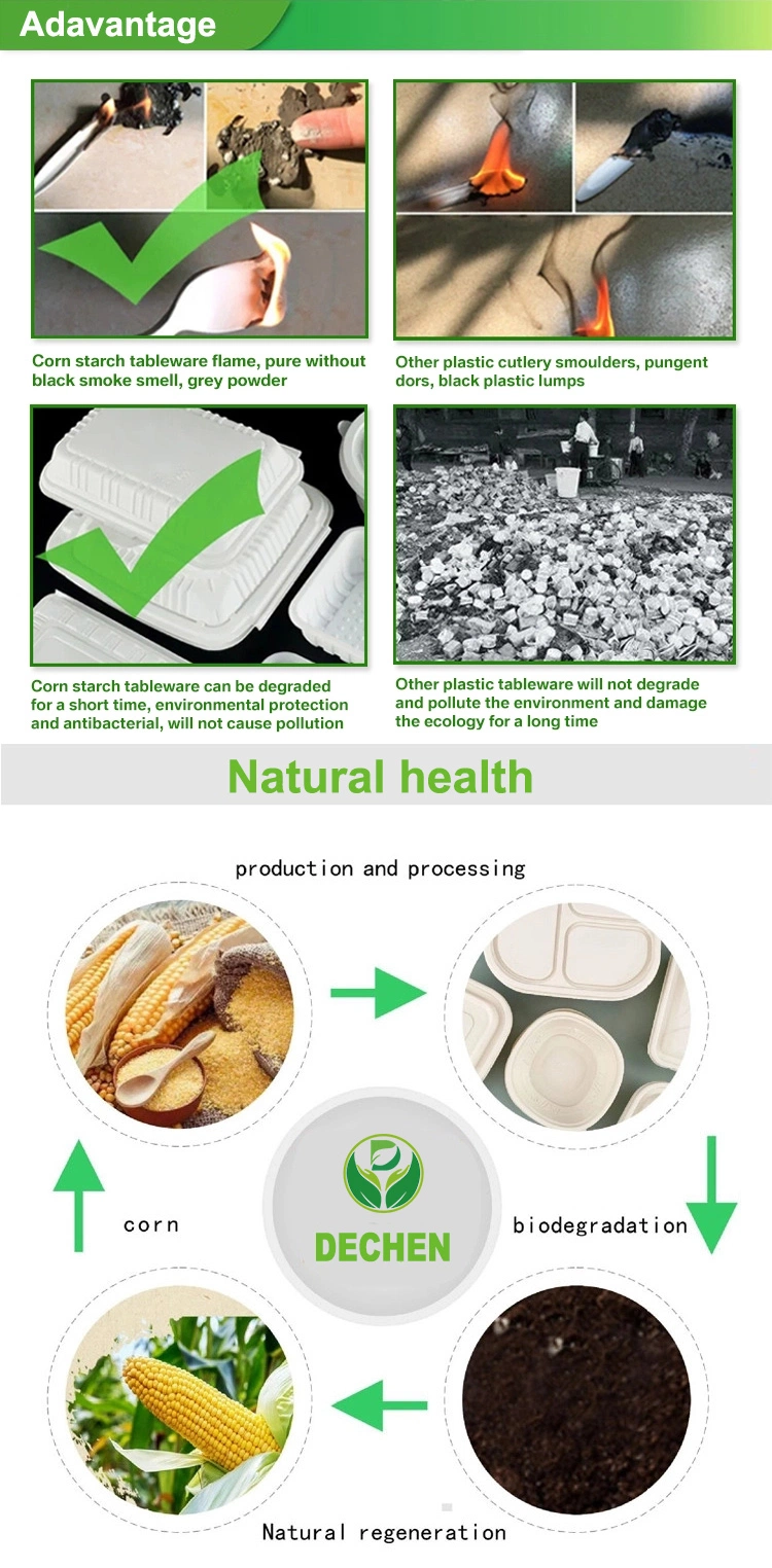 Biodegradable Disposable Cornstarch Rectangular Take Away 4 Grid Lunch Box Food Containers